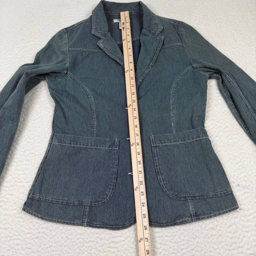 VINTAGE OshKosh Blazer Women‎ Medium Blue Hickory Stripe Denim Railroad 90s Y2K